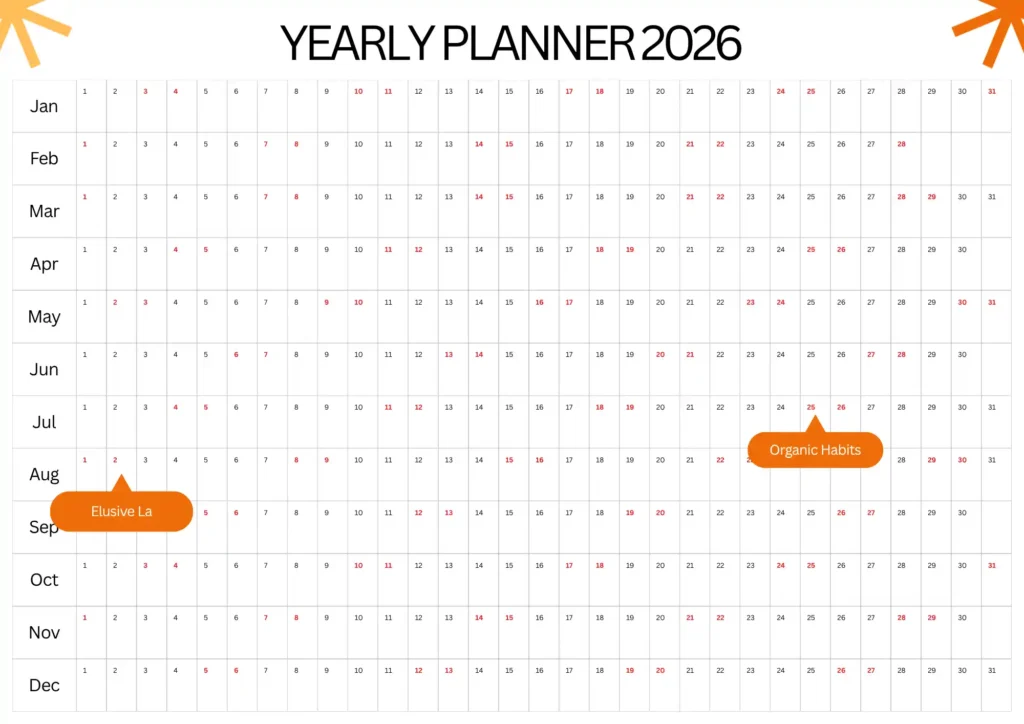 Yearly calender plan image